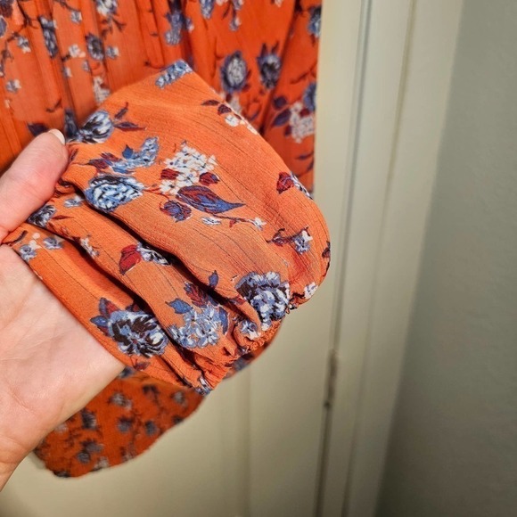 Free People Rose floral print blouse orange size xs - Picture 9 of 11